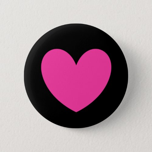 Fuchsia pink polka hearts on black pinback button