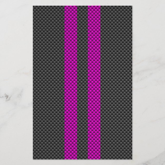 Fuchsia Pink Racing Stripes in Carbon Fiber Style Flyer (Front)