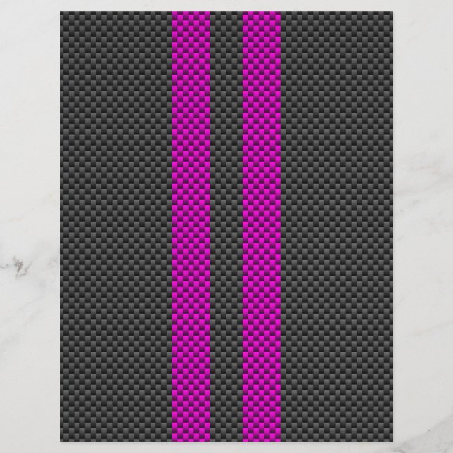 Fuchsia Pink Racing Stripes in Carbon Fiber Style Flyer (Front)