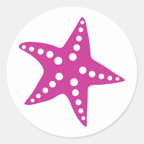 Fuchsia Pink Starfish Sticker Beach Theme Classic Round Sticker