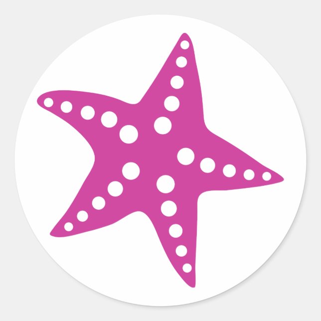 Fuchsia Pink Starfish Sticker, Beach Theme Classic Round Sticker (Front)