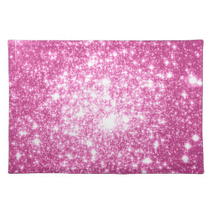 Fuchsia Pink Stars Cloth Placemat