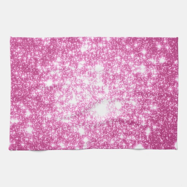Fuchsia Pink Stars Towel (Horizontal)