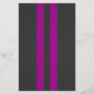 Fuchsia Pink Stripes in Carbon Fiber Style Stationery