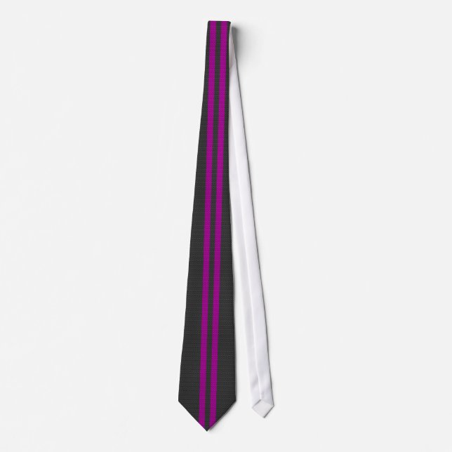 Fuchsia Pink Stripes in Carbon Fiber Style Tie (Front)