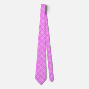 Fuchsia Pink Summer Plaid Pattern Neck Tie