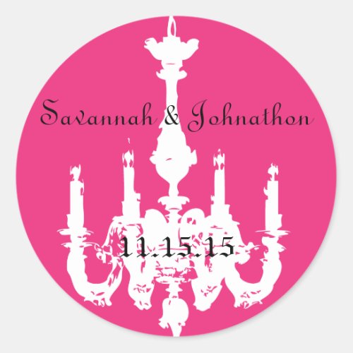 Fuchsia Pink Vintage Chandeliers  Wedding Stickers