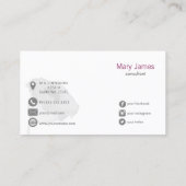 fuchsia pink watercolor floral business cards (Back)