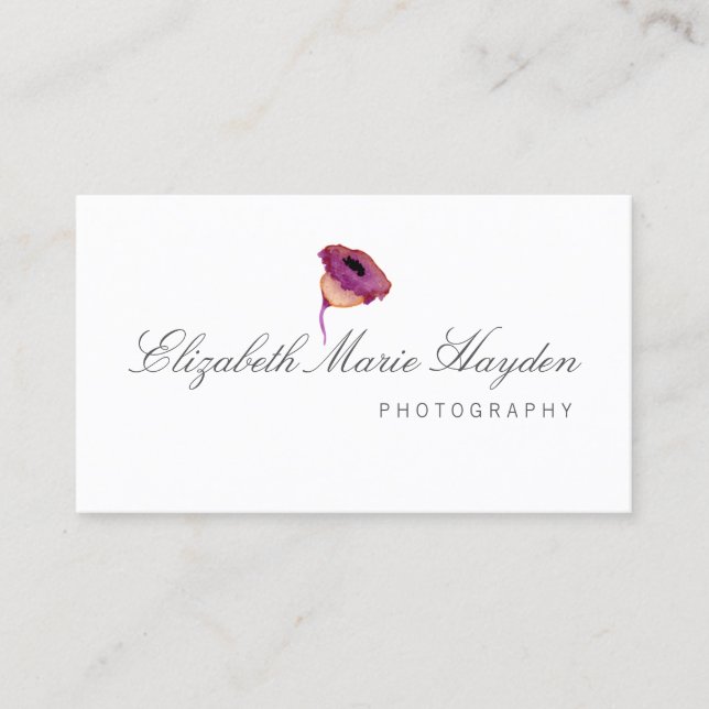 fuchsia pink watercolor floral business cards (Front)