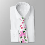 Fuchsia Pink Watercolor Floral Garden Neck Tie<br><div class="desc">For the smartest dressed guy in the room! This beautiful fuchsia pink watercolor Floral Garden tie is sure to impress.</div>