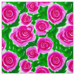 Fuchsia Pink Watercolor Roses Fabric