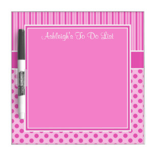 Fuchsia, Pink, White To Do List Dry Erase Board