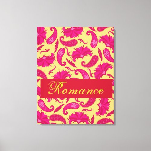 Fuchsia Pink Yellow Paisley Romance Wrapped Art Canvas Print
