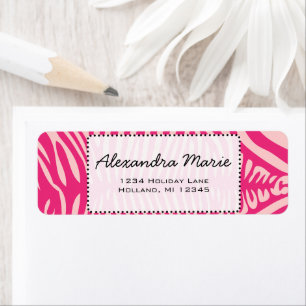 Fuchsia & Pink Zebra Skin Change Background Color Label