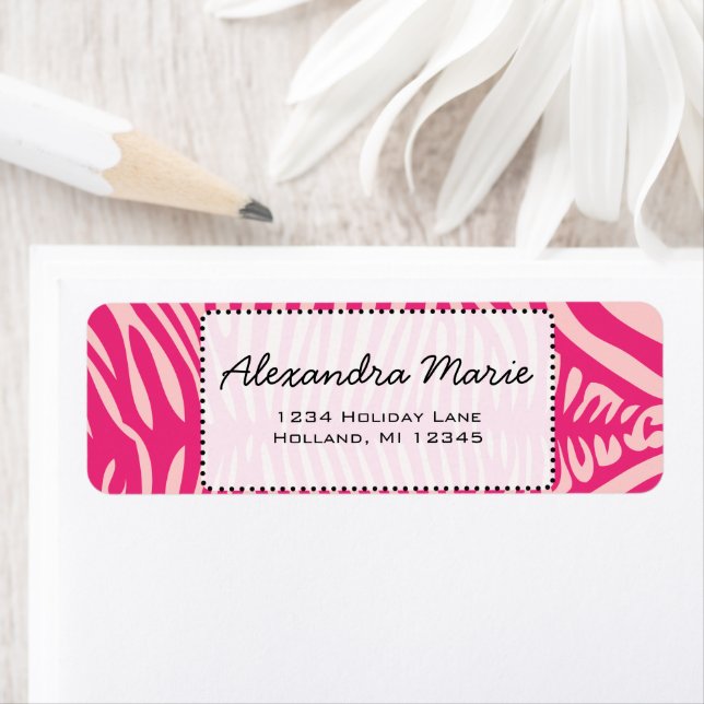 Fuchsia & Pink Zebra Skin Change Background Color Label (Insitu)