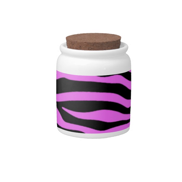 Fuchsia Pink Zebra Stripes Animal Print Candy Jar