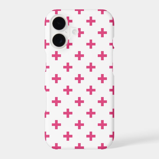 Fuchsia polka crosses on white Case-Mate iPhone case (Back)