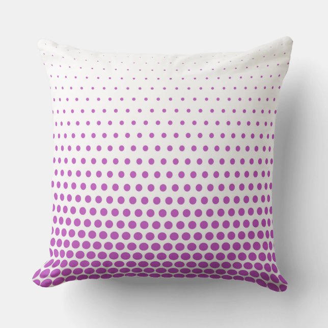 Fuchsia Polka Dot Modern White Throw Pillow (Front)