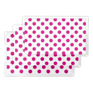 Fuchsia polka dots acrylic tray