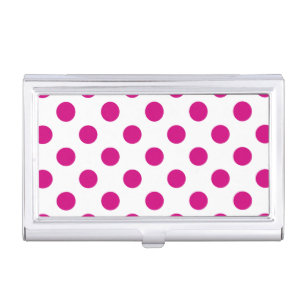 Fuchsia polka dots business card holder