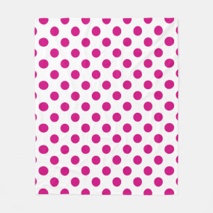Fuchsia polka dots fleece blanket