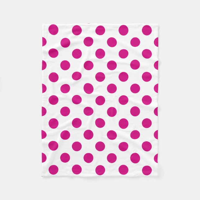 Fuchsia polka dots fleece blanket (Front)