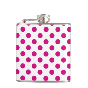 Fuchsia polka dots hip flask