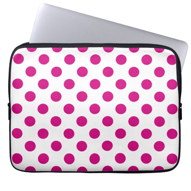 Fuchsia polka dots laptop sleeve (Front)