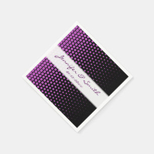 Fuchsia Polka Dots Modern Black Paper Napkins