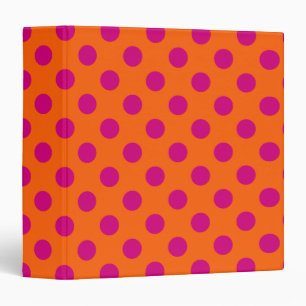 Fuchsia polka dots on orange binder