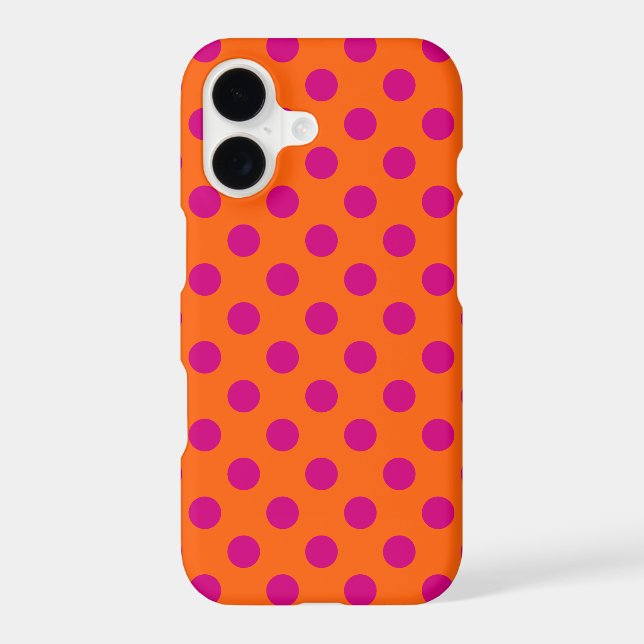 Fuchsia polka dots on orange Case-Mate iPhone case (Back)
