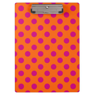 Fuchsia polka dots on orange clipboard