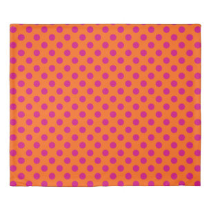 Fuchsia polka dots on orange duvet cover