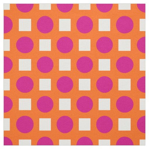Fuchsia polka dots on orange fabric