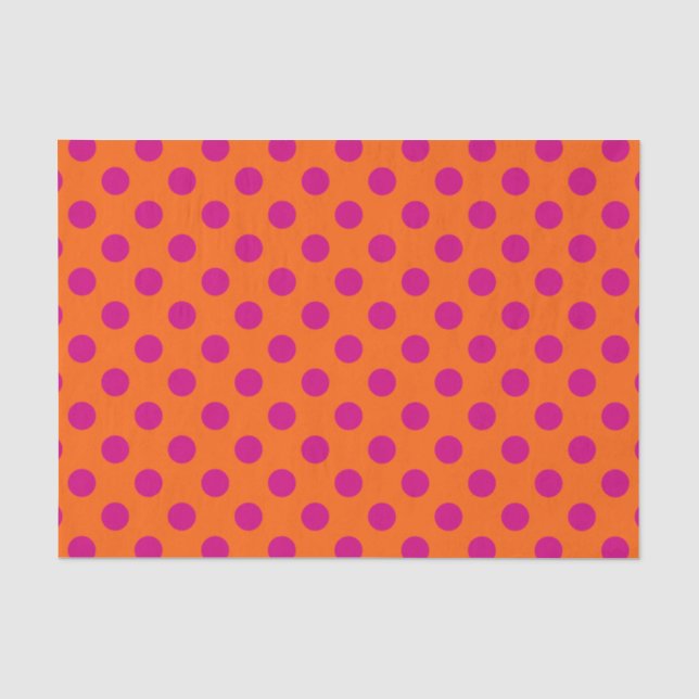 Fuchsia polka dots on orange tissue paper (Front)