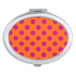 Fuchsia polka dots on orange vanity mirror