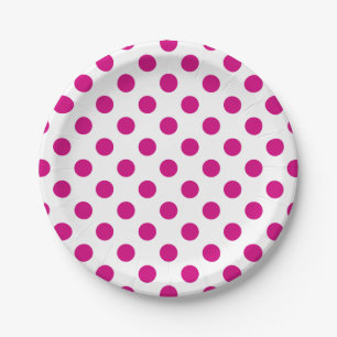 Fuchsia polka dots paper plates