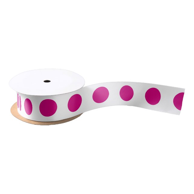 Fuchsia polka dots satin ribbon (Spool)