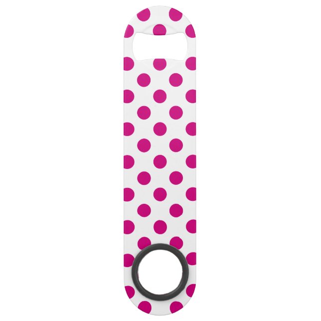 Fuchsia polka dots speed bottle opener (Front)