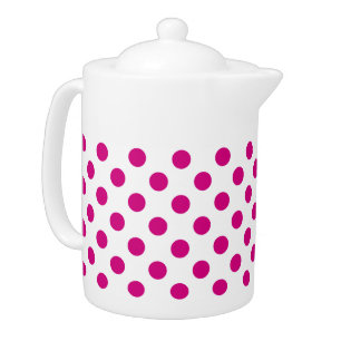 Fuchsia polka dots teapot
