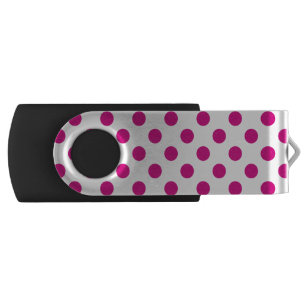 Fuchsia polka dots USB flash drive