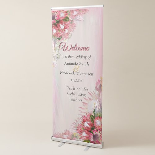 Fuchsia  Proteas _ Cream  Retractable Banner