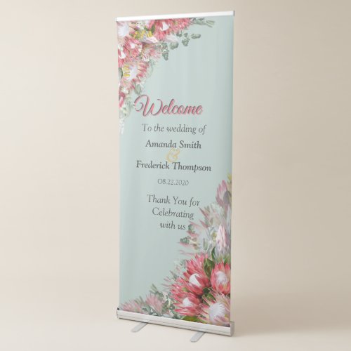 Fuchsia  Proteas _ greens Retractable Banner