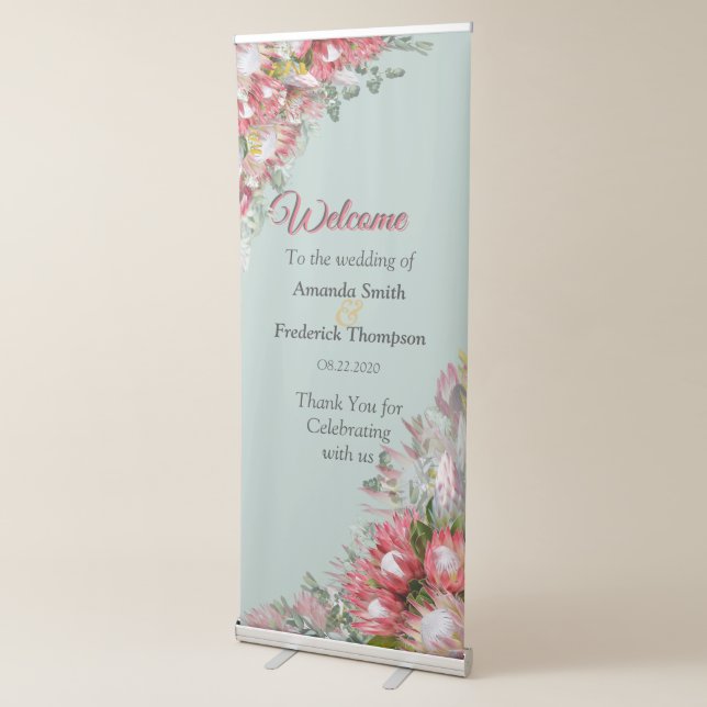 Fuchsia  Protea's - greens Retractable Banner (3/4)