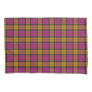 Fuchsia Purple and Gold Culloden Scottish Tartan Pillow Case