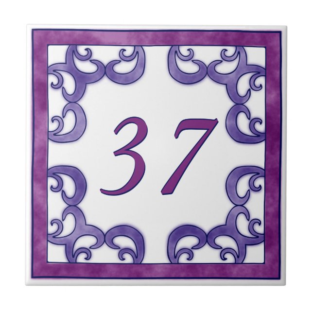 Fuchsia Purple Big House Number Tile (Front)