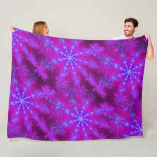 Fuchsia Purple Blue Starburst Psychedelic Fractal Fleece Blanket