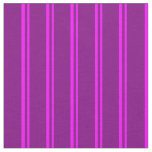 [ Thumbnail: Fuchsia & Purple Colored Lined Pattern Fabric ]