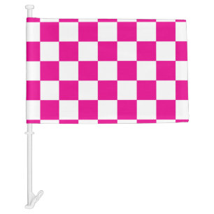 Fuchsia Racing Checkered Flag Display Customizable