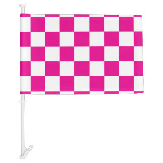 Fuchsia Racing Checkered Flag Display Customizable
